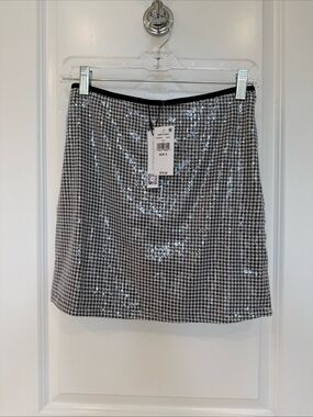 NWT Sanctuary Sequin Houndstooth Mini Skirt - Black & White sequin